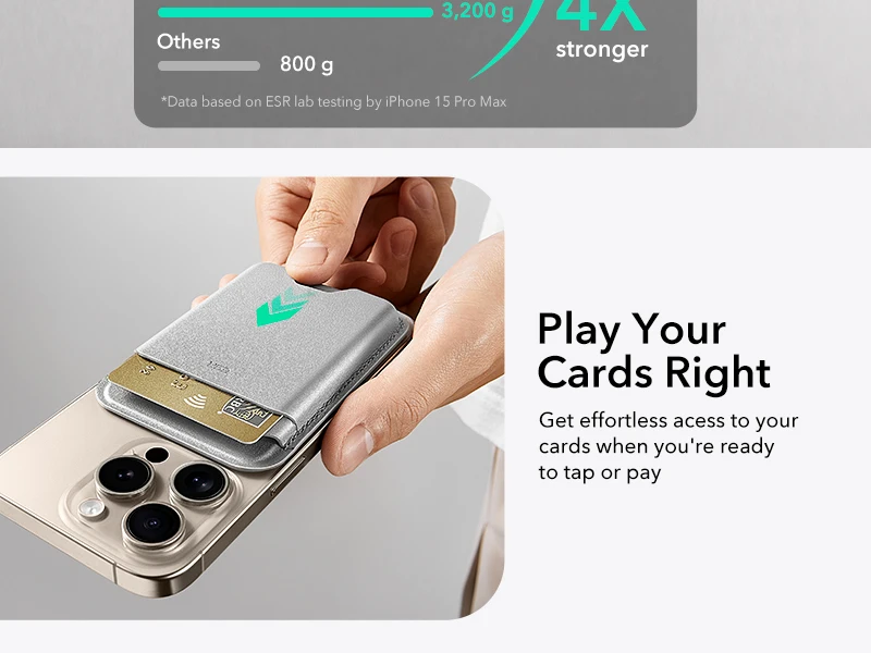 Billetera MagSafe Wallet Boost ESR con acceso rápido a tarjetas y diseño elegante