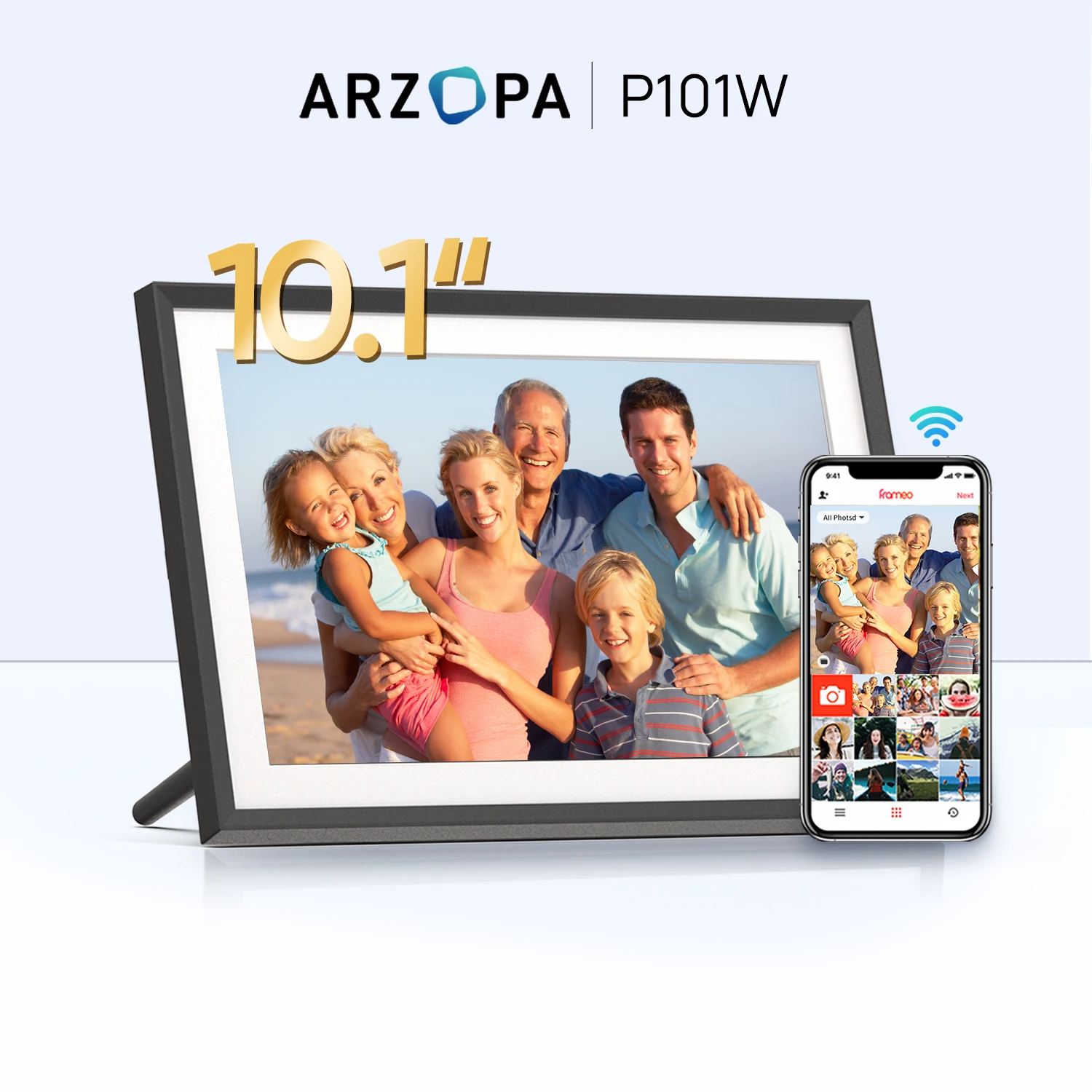 ARZOPA 10.1 Inch Smart WiFi Digital Picture Frame 32GB Storage, Frameo Digital Photo Frame with 1280x800 IPS Touch Screen