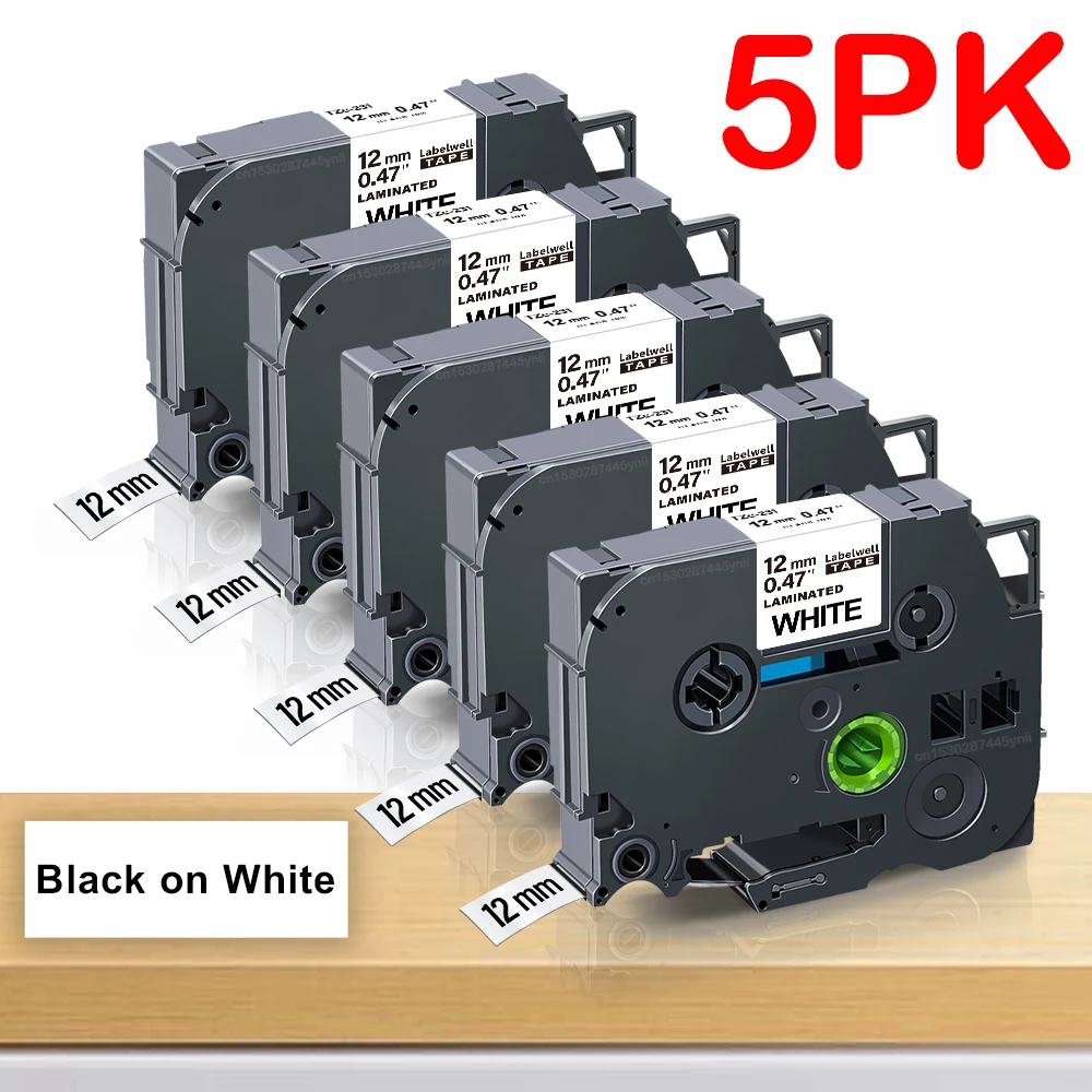 

5PK 231 этикеточная лента 12 мм, совместимая с Brother tze231 131 431 531 631 этикетка для принтера этикеток Brother P-Touch Φ PTD210