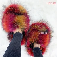 Woo Spikes Luxury Fur Slippers Women Round Toe Mongolian Fur Slides Woman Shoes Women Flat Half Slippers - Image 3