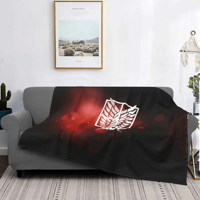 

Attack On Titan Blankets Fleece Winter Portable Throw Blankets Anime AOT Bedspreads for Sofa Car