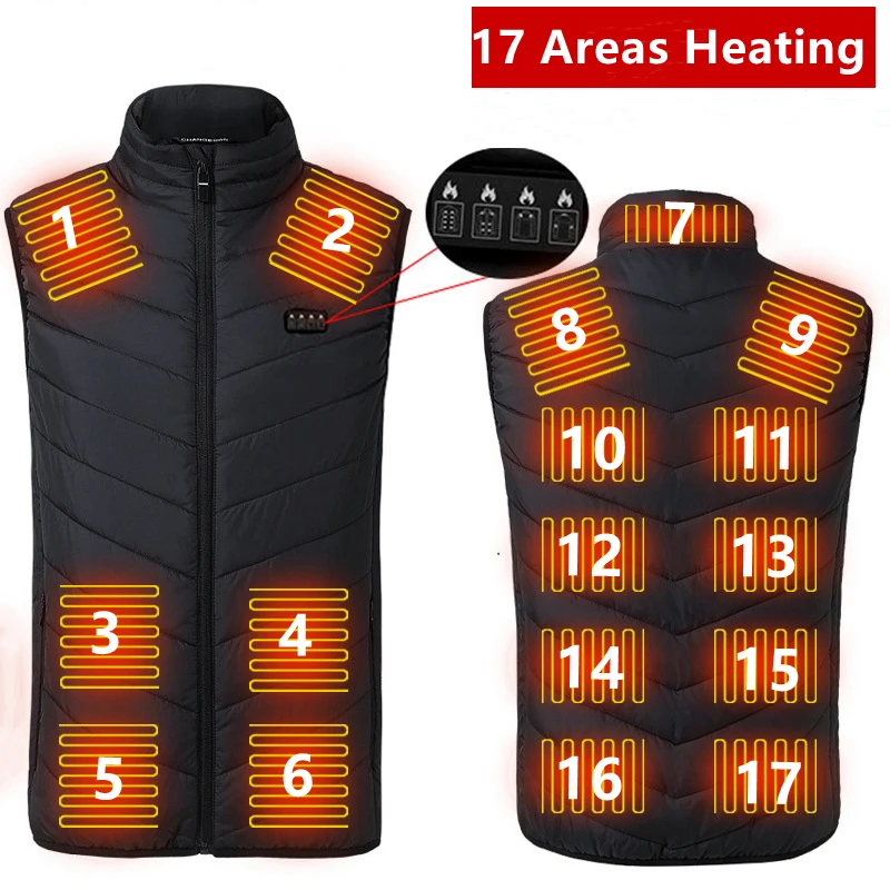 Heated Jacket Hiking Vest Hunting Vest Heated Vest Men Women USB Heated Jacket Heating Vest Thermal Clothing Hunting Winter Universal Heating Jacket S-6XL