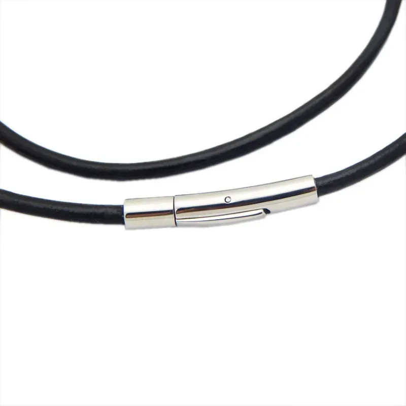 2MM/3MM/4MM/5MM Black Color Leather Chokers Necklaces For Women Men Rope Chain Stainless Steel Magnetic Clasp Jewelry 3