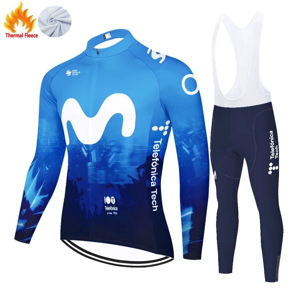 Movistar cycling clothing men winter Long sleeve cycling Jersey MTB breathable Ropa Ciclismo Bicycle winter wear
