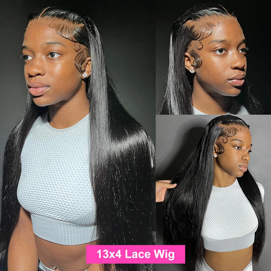 30 Inch HD Transparent Straight 13x4 13x6 Lace Front Human Hair Wigs 250% Remy Brazilian 5x5 Closure Wig For Women