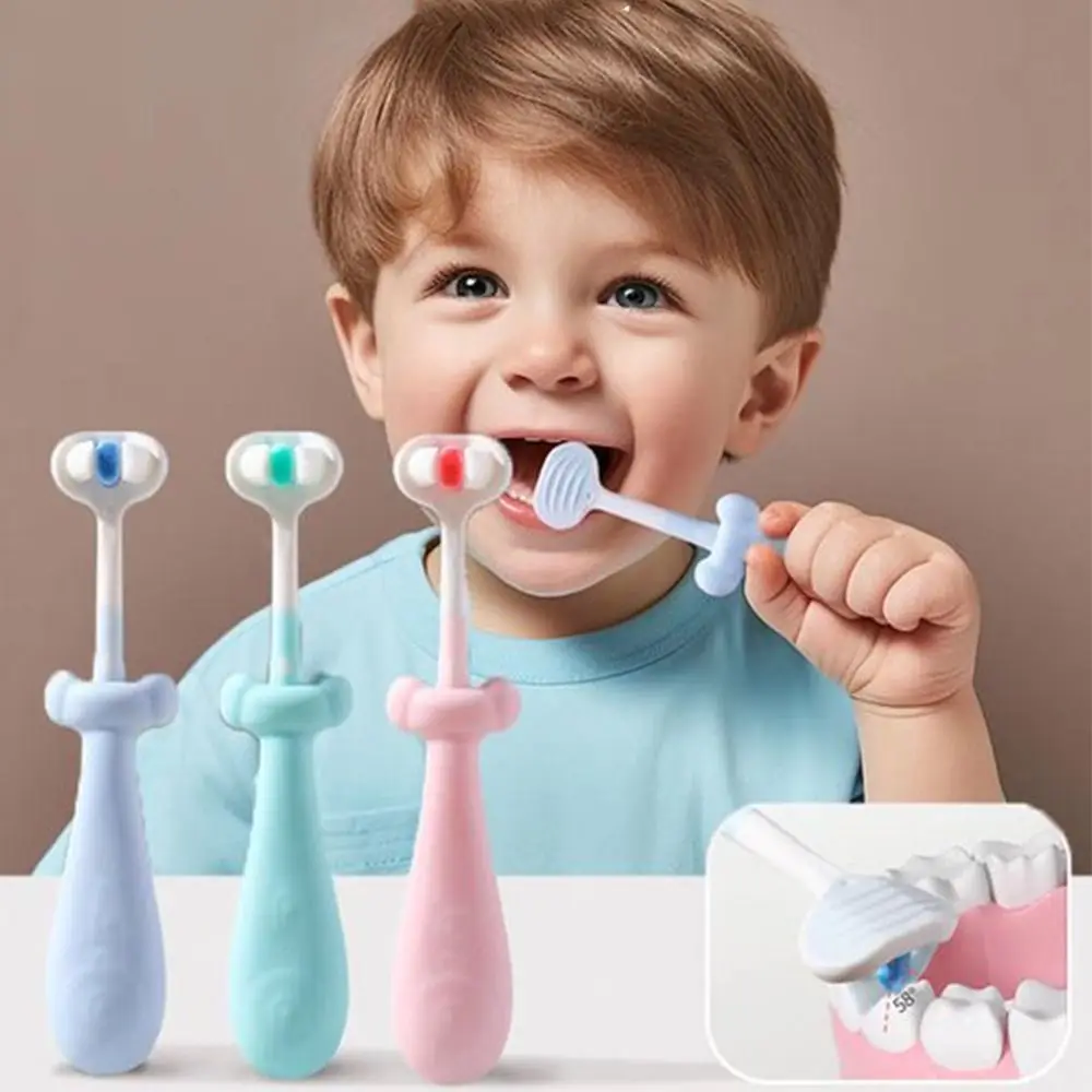 

Однотонная 3D стерео зубная щетка для пищевых продуктов мягкая щетина детская зубная щетка скребок для языка противоскользящая ручка
