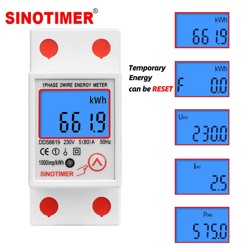 Compteur D'énergie Numérique À Rétro-éclairage Lcd Din Rail, Monophasé,  Kwh, Consommation D'énergie, Wattmètre Électronique Ac 220v 80a, Remise À  Zéro - Compteurs D'énergie - AliExpress