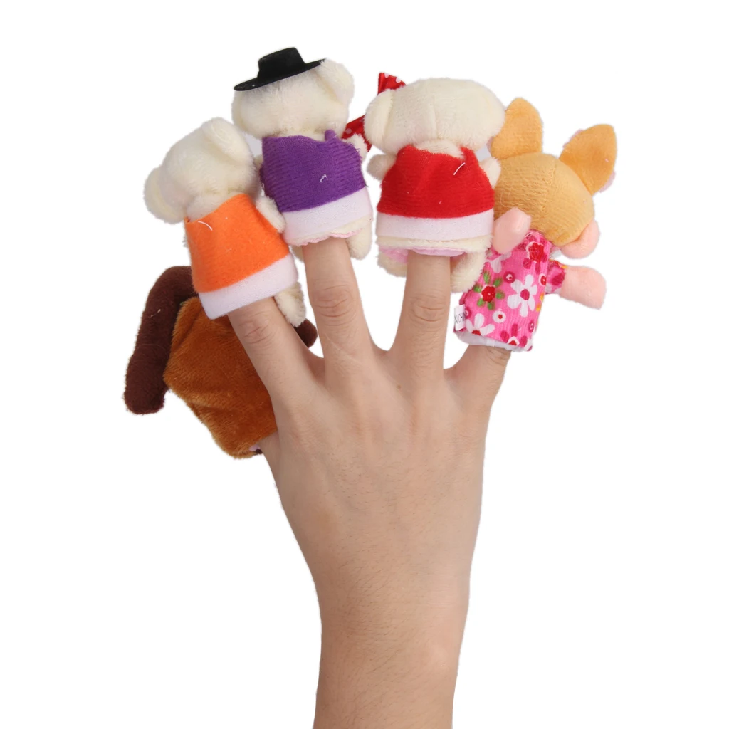 5/8/10Pcs Cartoon Animal Family Finger Puppet Role Play Tell Story Cloth Doll Educational Toys For Children Kids Gifts