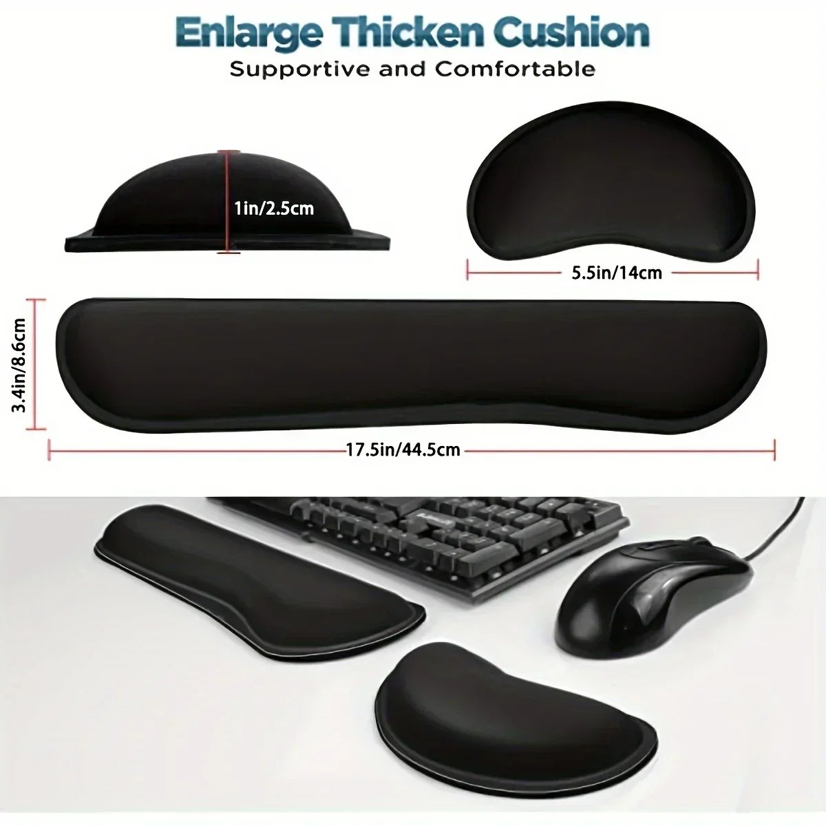 Widen Memory Foam Nonslip Mouse Pad Wrist Support Keyboard Wrist Rest Support for Office, Computer, Laptop & Mac & Comfortable 6