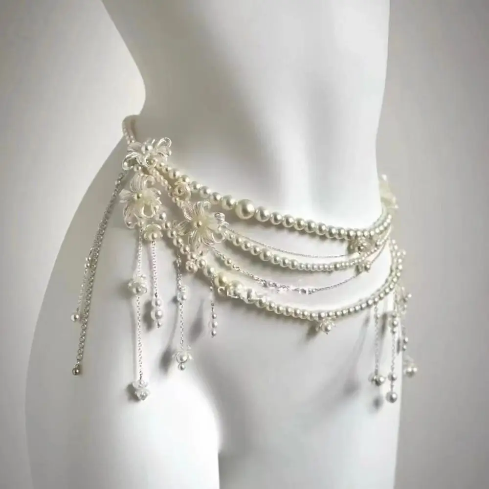 Fashion Retro Pearl Waist Chains Multilayer Elegant Tassel Belt Jewelry Clothing Accessories Versatile Waist Decorations