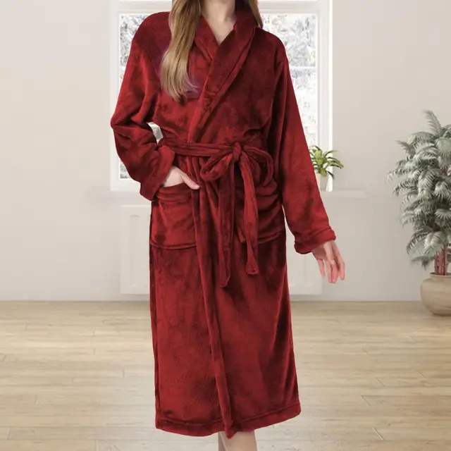 104457-74cd35.jpg 2025 Robe en flanelle pour femmes, peignoir épais et chaud en polaire avec poches, chemise de nuit longue en peluche douce pour l'hiver, vêtements de nuit