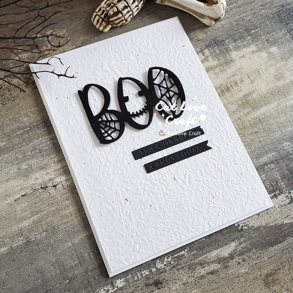Description Picture 3 of itemCatlove Halloween BOO Word Metal Cutting Dies Scrapbooking Mold Stencil Die Cuts Card Making DIY Craft Embossing New Dies For