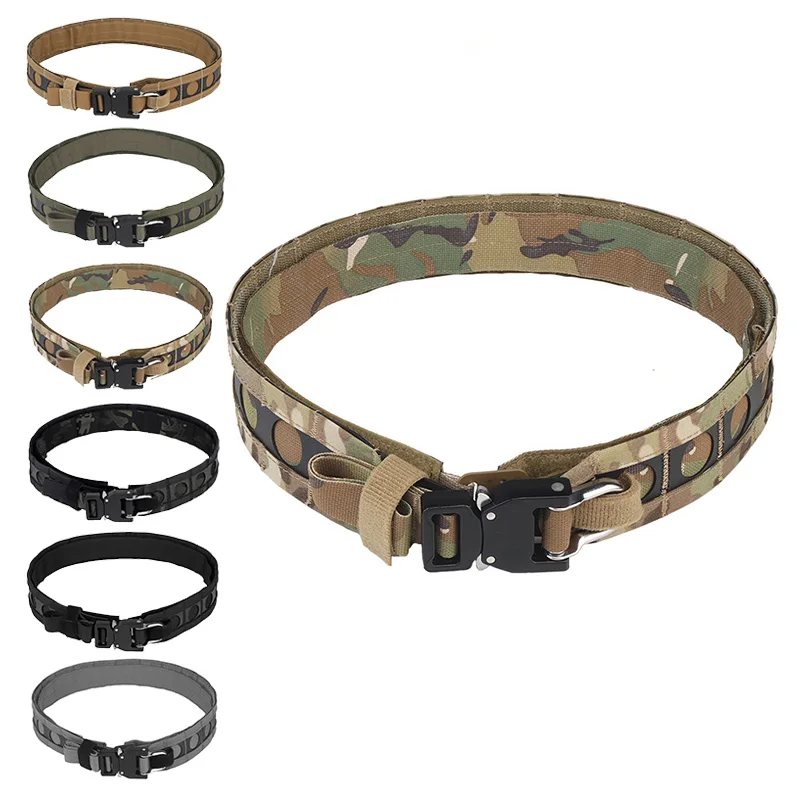 

Tactical FERRO Bison Style Outdoor Molle Waist Seal Inner And Outer Belt Quick Detach Metal Buckle Lightweight Military MC Belt