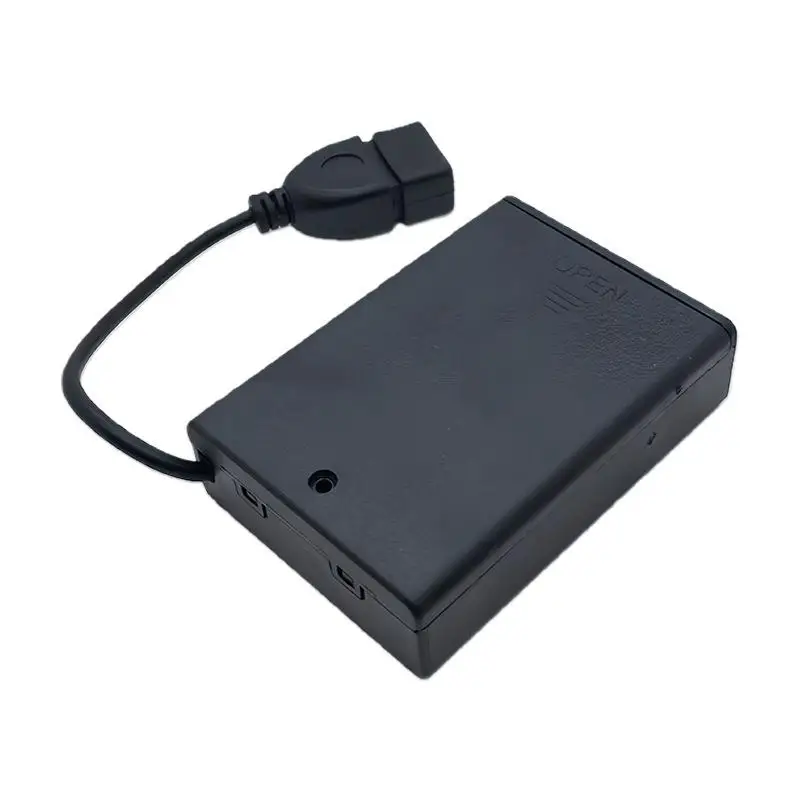 새로운 1/4개 USB 미니 전원 공급 장치 배터리 박스(커버 및 스위치 포함) 2/3/4/5/6슬롯 4.5V LED 스트립 조명용 AA USB 배터리 박스