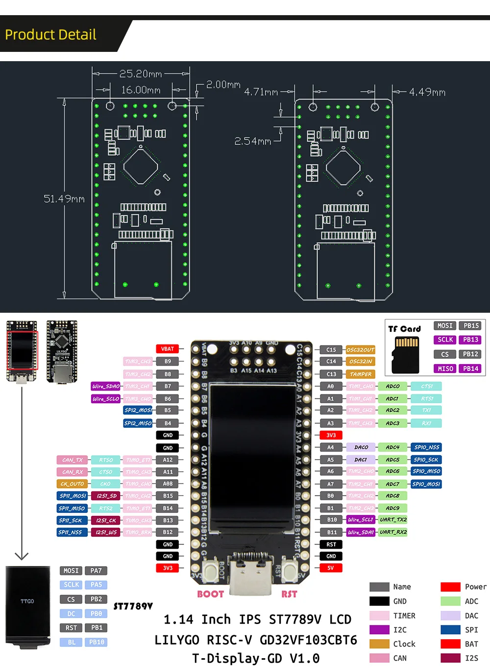 ® TTGO T-Display-GD32 GD32VF103CBT6 Microcontrollers Development Board ST7789 1.