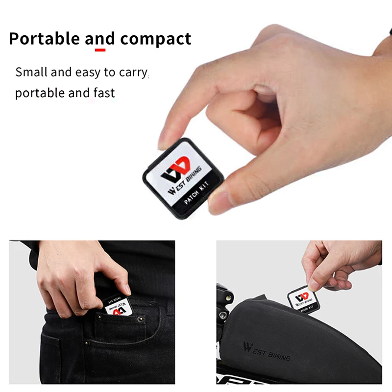 WEST BIKING 6Pcs/Pack Bicycle Glue-free Patch Repair Tools  MTB Road Bike Portable Inner Tube Glueless Cycling Fast Patches Set