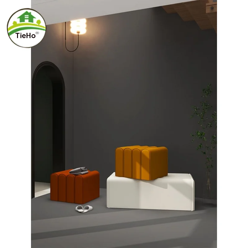 

Creative Pine Wood Single Shoe Stool Household Nordic Living Room Fabric Shoe Ottoman Luxury Hallway Shoe Bench Home Furniture