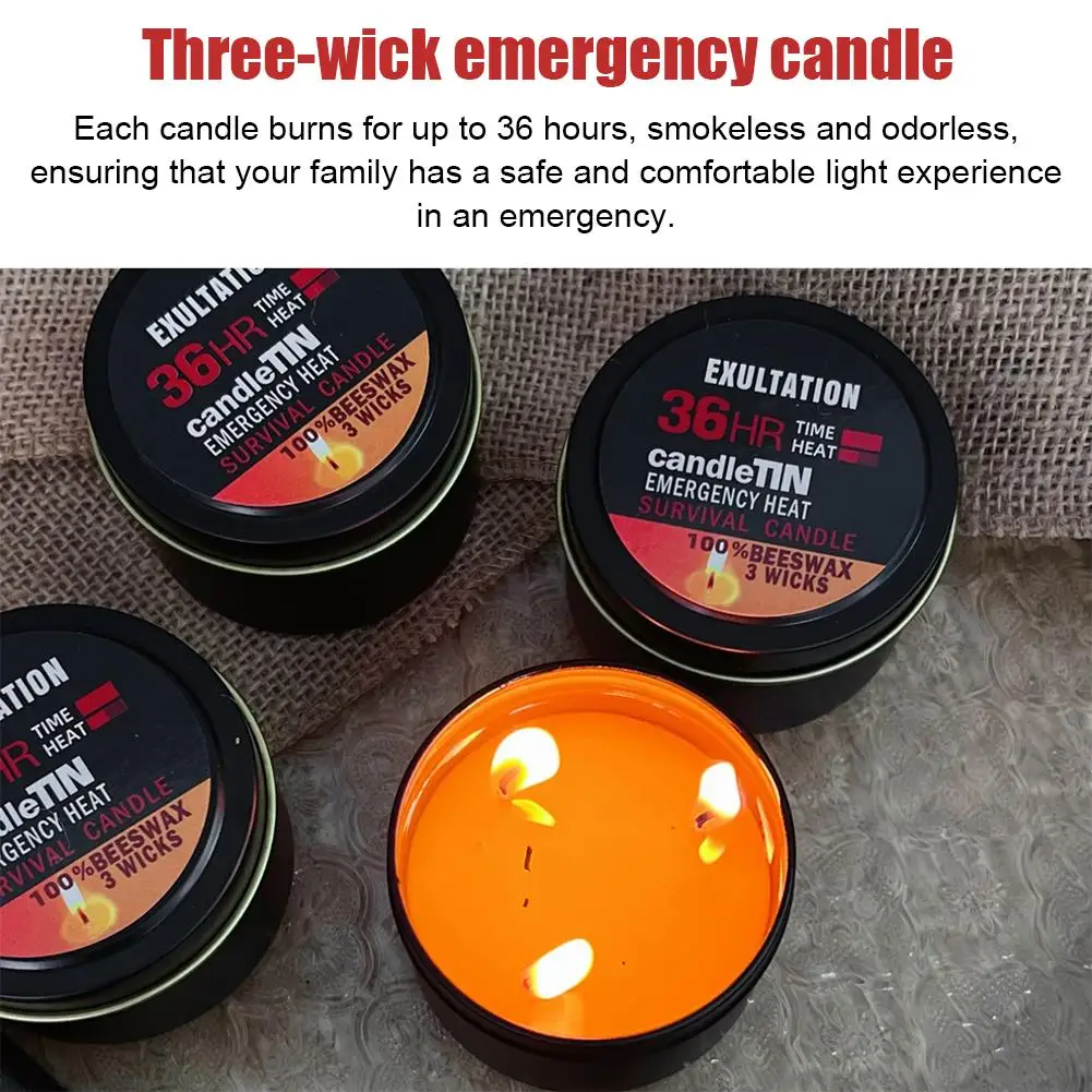 Soy Wax Emergency Candles with 3 Wicks for Blackouts and Home
