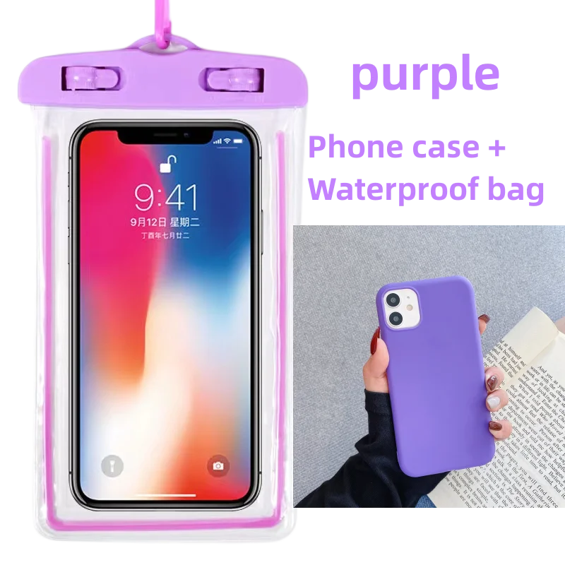 Color Frosted Silicone Phone Case And Waterproof Bag Sui For iPhone 13 11 14 Pro Max 12 Mini XS