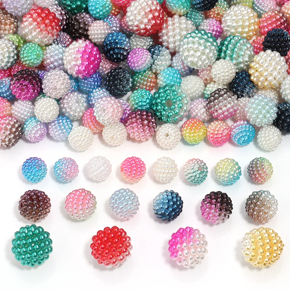 다채로운 아크릴 Yangmei 모양 볼 비즈, 느슨한 스페이서 비즈, 쥬얼리 제작 팔찌 DIY 액세서리, 10mm, 12mm, 14mm, 로트당 20-50 개