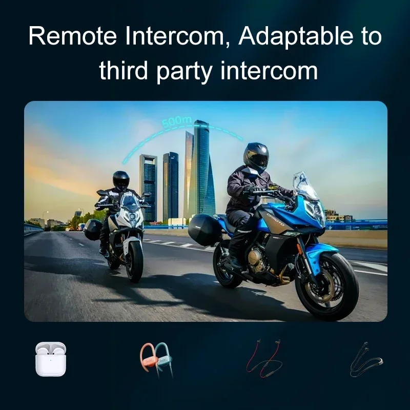 Motorcycle Helmet Intercom Dual-Core 5.4 Chip IPX6 Waterproof