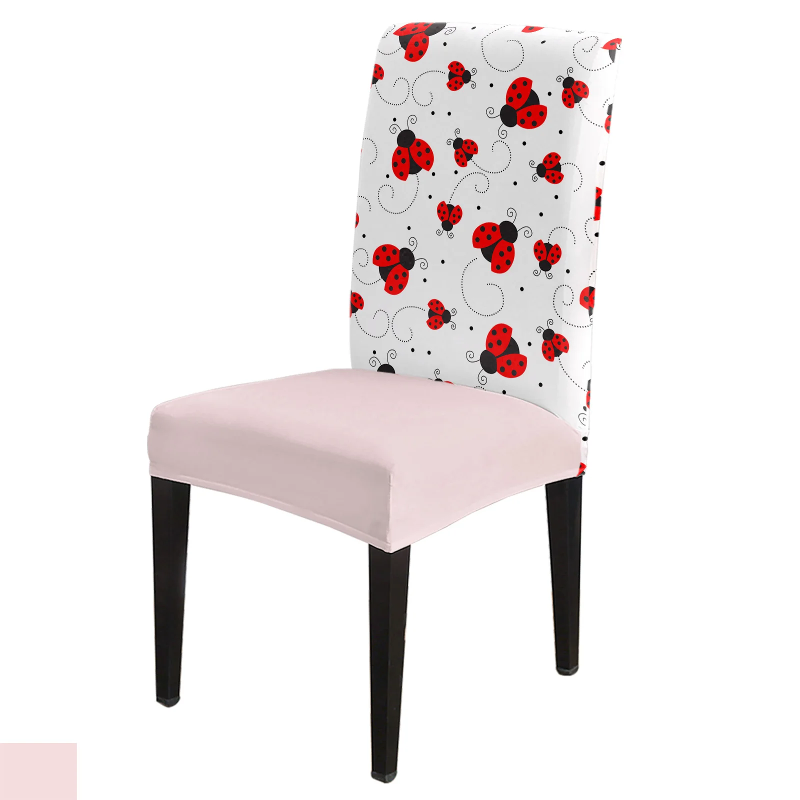 

Ladybug Dotted Texture Dining Chair Covers Spandex Stretch Seat Cover for Wedding Kitchen Banquet Party Seat Case