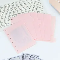 A7 5Pcs Binder Pockets Binder Zipper Folders for 6 Ring Notebook Divider Page Waterproof PVC Leaf Document Filing Bag 1