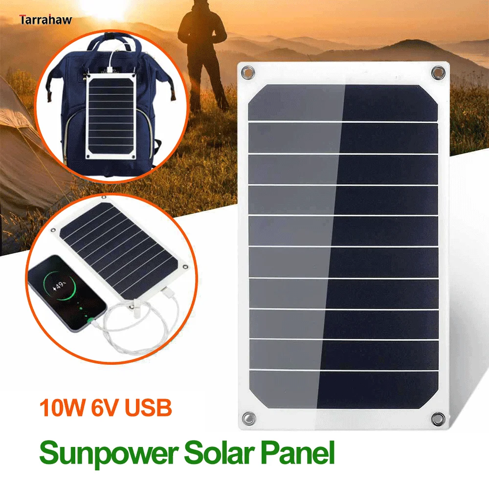 太陽光発電用ソーラーパネル,屋外用,ポータブル,5V,USB充電器付き,太陽光発電用,10W