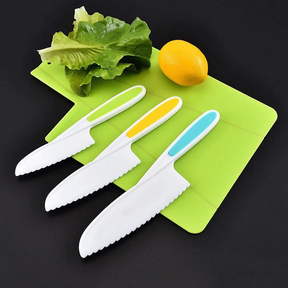 3 pz/set bambini coltello in Nylon colorato bambino coltelli da cucina per  tagliare frutta insalata torta insalata cottura sicura cottura
