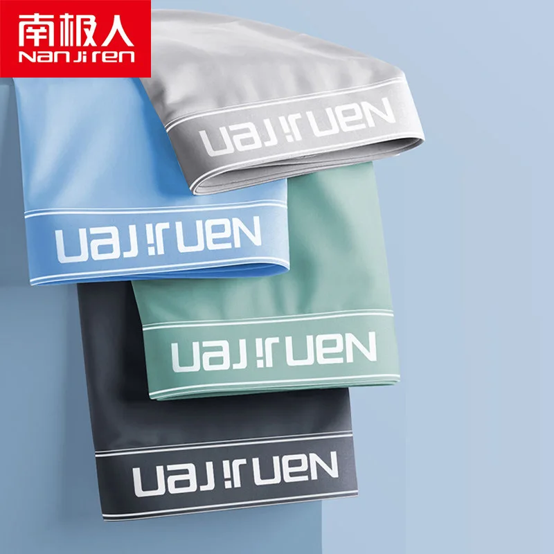 NANJIREN Underwear Panties Mens 4Pcslot Underwear Solid color Cotton Model Boxers Men Ventilate Plus Size Boxers 5
