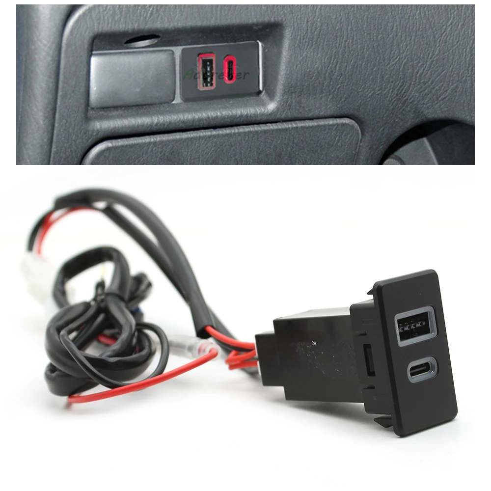 12V Quick Dual Port Charge Usb Qc3.0 Type-C Pd Interface Socket Caricabatteria Da Auto Veloce Per Nissan Paladin Patrol Y60 Y61 Accessori
