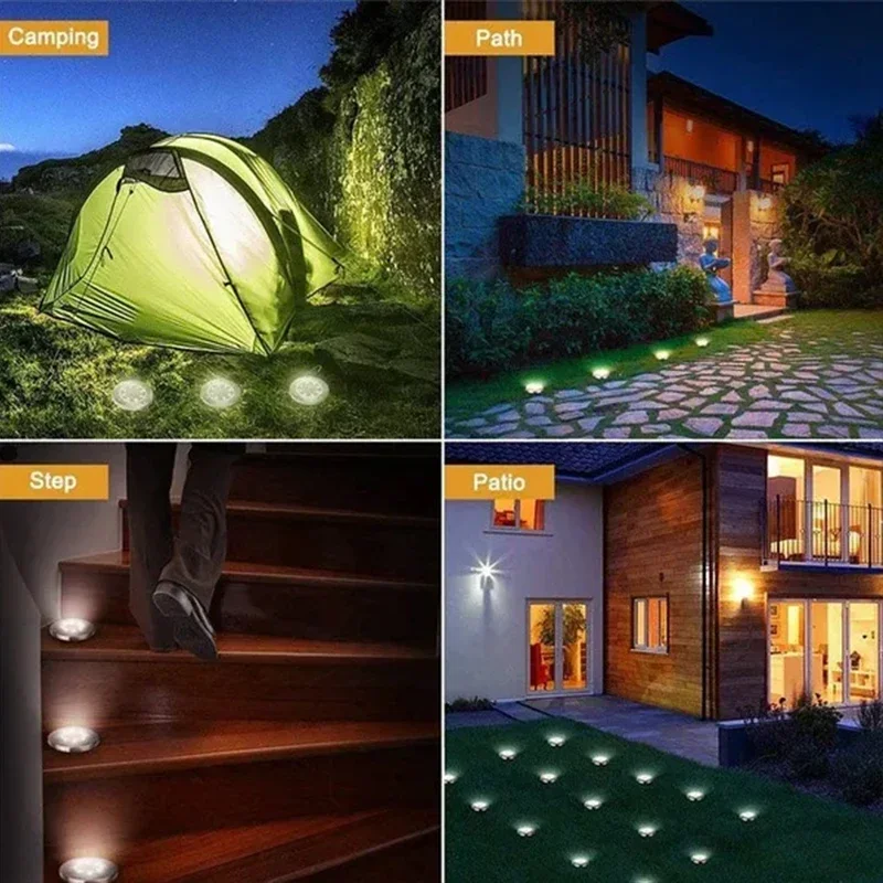 Description Picture 4 of item4PCS Solar LED Floor Lamp 8/20LED Outdoor Lawn Light Waterproof Underground Lamps for Lawn Decoration Garden Terrace Courtyard