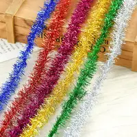 1.5M Christmas Colorful Ribbon Gold Silver Wire Garland Tinsel Hanging Rattan Xmas Tree Ornaments Wedding Birthday Party Decor