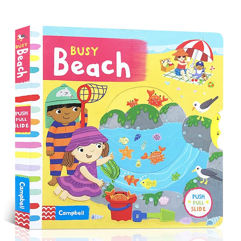 

Milu Original English Picture Book Busy Beach Children's Toy Board Swimming/ Bizzy Bear