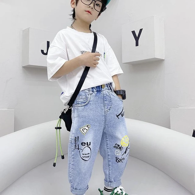 2023 Fashion Cartoon Jeans for Babys Boys TeenChildren Jeans Elastic Waist  Denim Pants Kids Trousers for Boys Kids Clothes 3-10Y - AliExpress