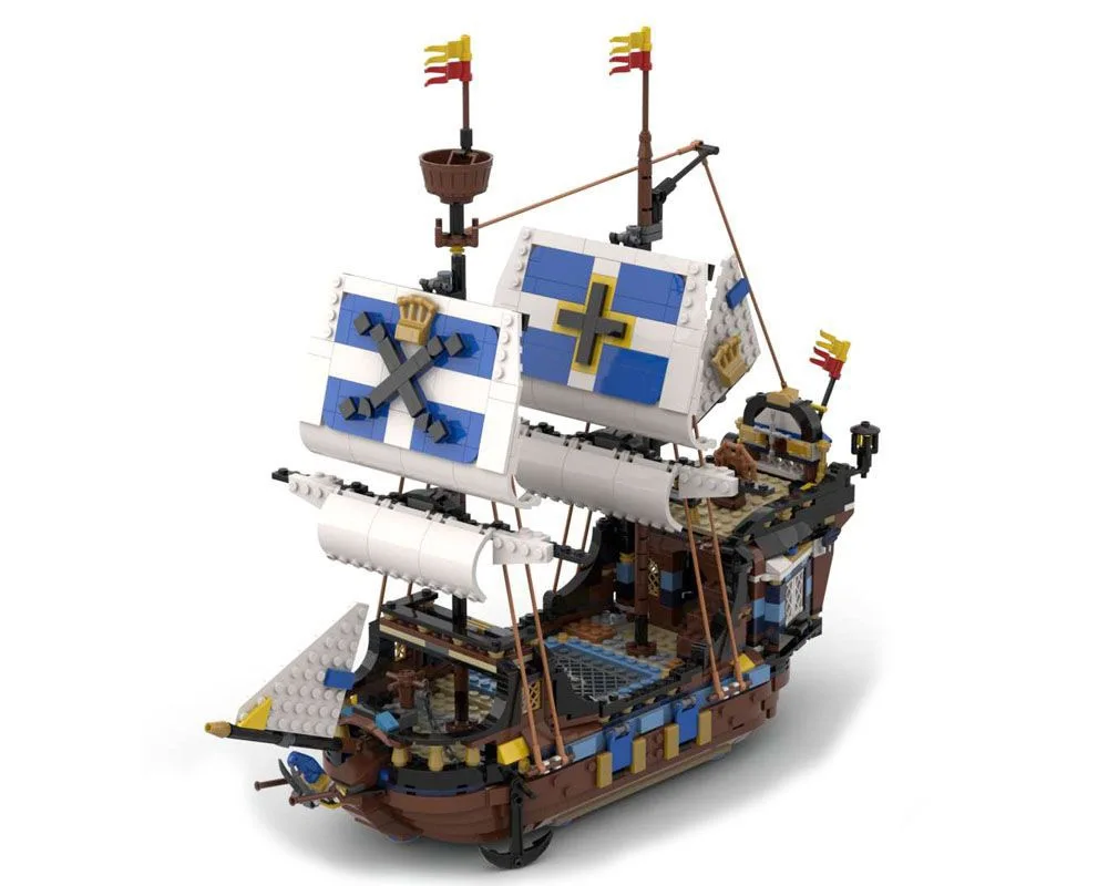 Moc Empire Speed Boat Series Navy Warship Pirate Ship Exploration Brick Privateer Frigate Regalo Giocattolo Per Bambini Creativo Fai Da Te