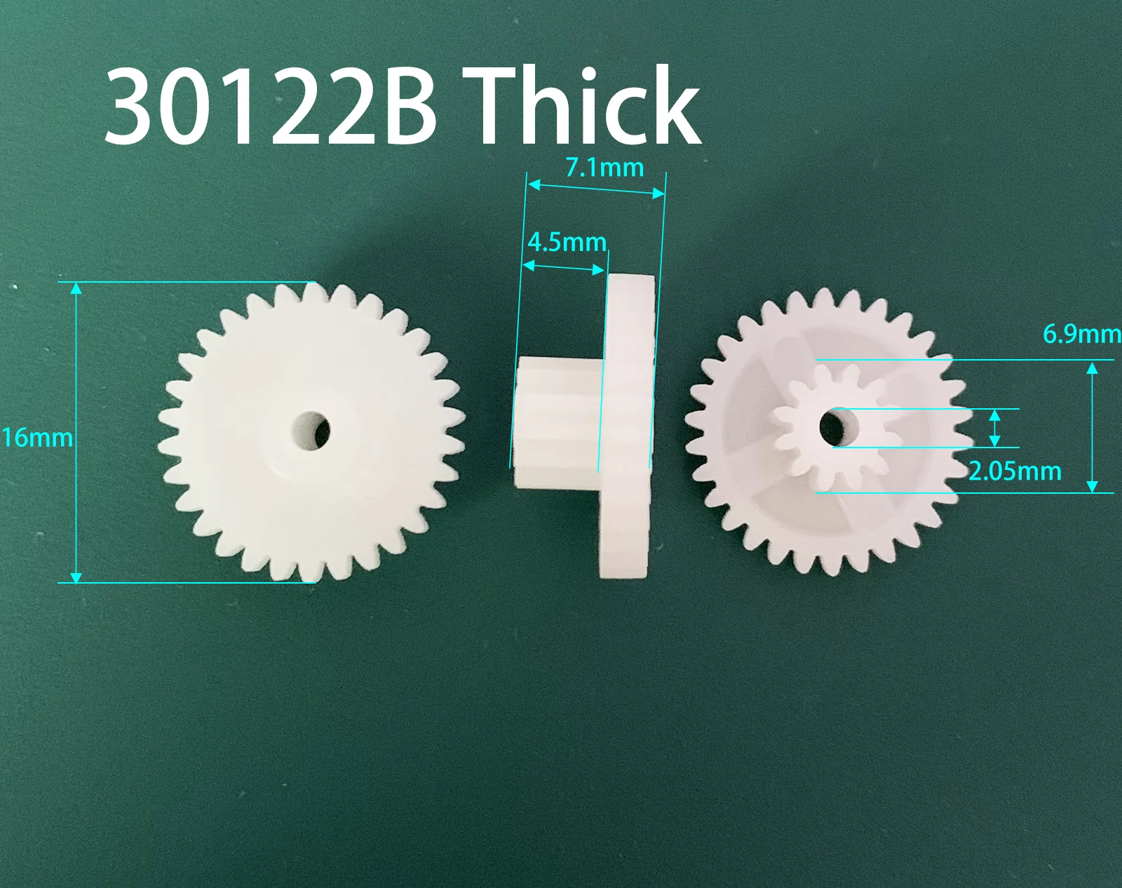 30122B Thick 0.5M Plastic POM Gear Diameter 16mm 30 Teeth 12 Teeth