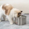 1pc  cat water dispenser stainless steel automatic pet water dispenser with visible water level window, 3