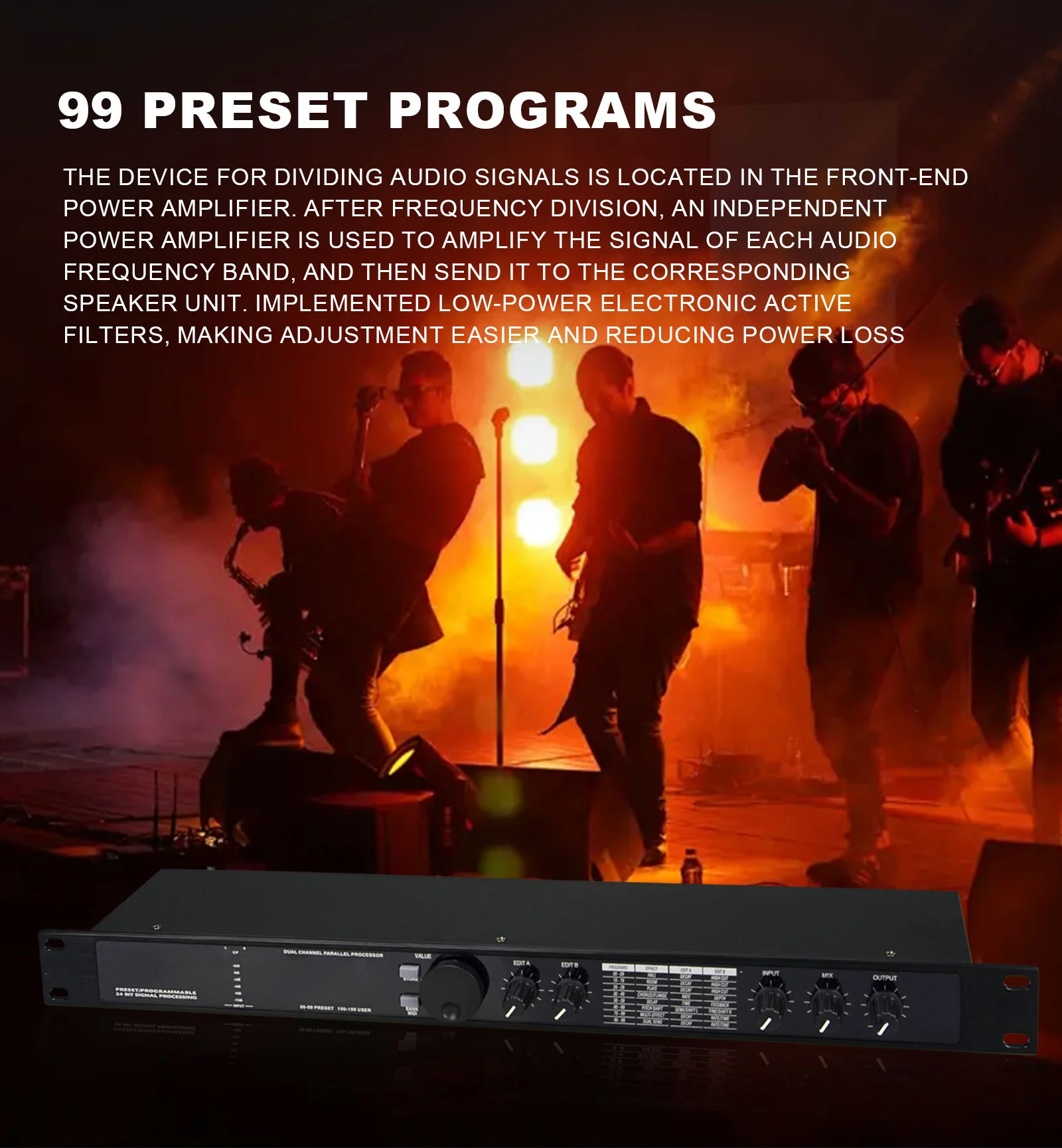 Professional DSP Digital Audio Processor 199 Preset Multi Effects Microphone Noi