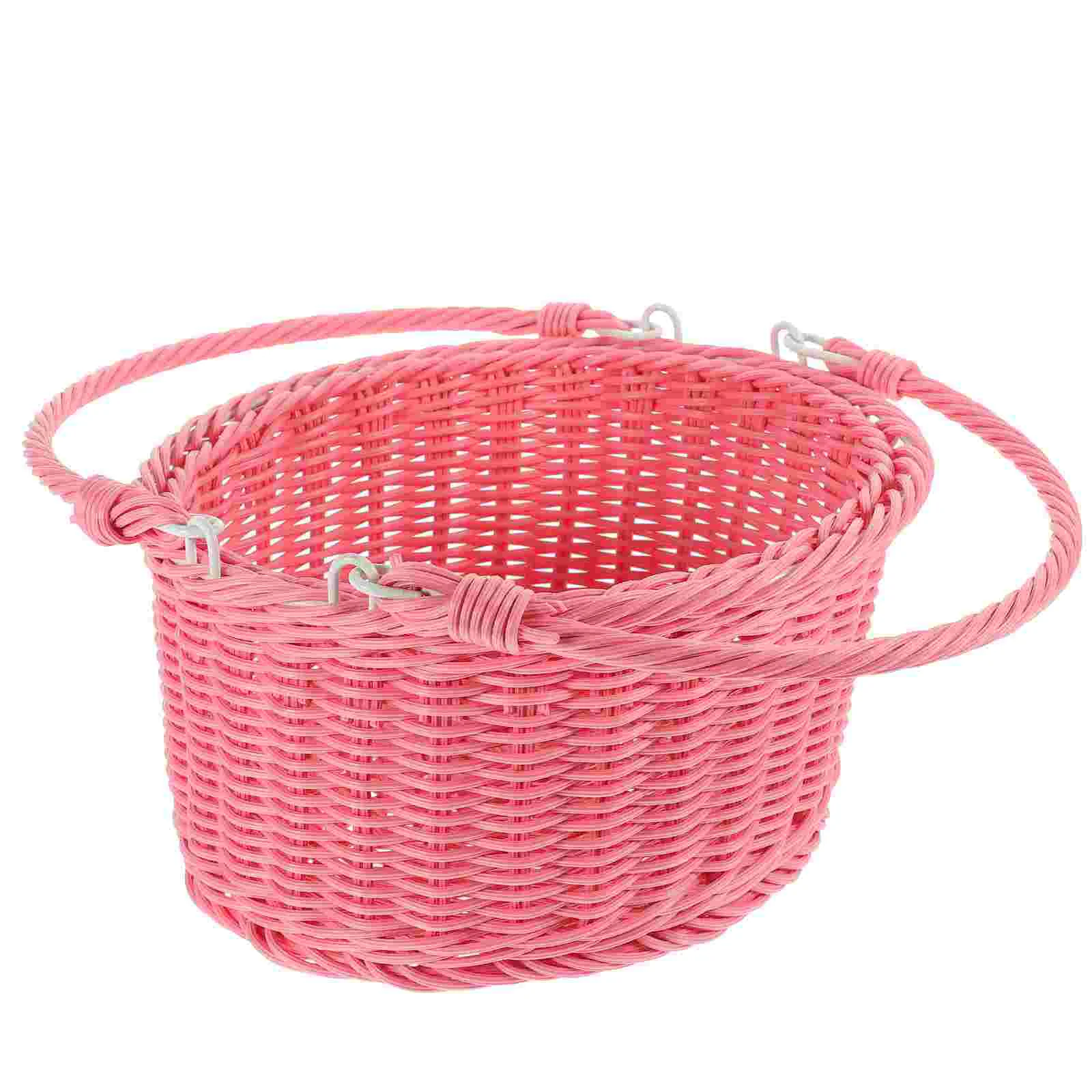 

Rural Imitation Rattan Woven Basket Shopping Storage Wicker Easter Plastic Picnic