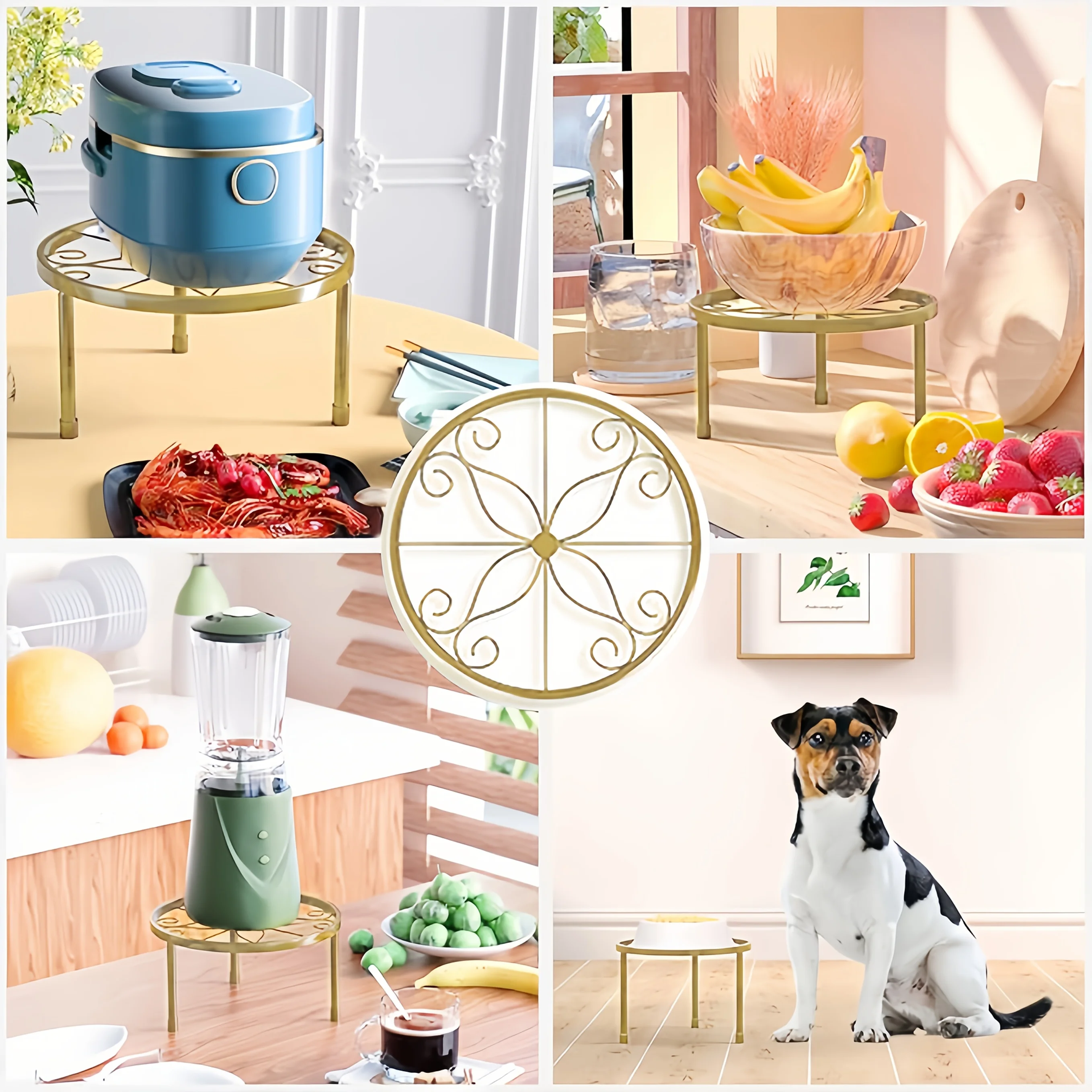 Luxury Gold 5-piece Plant Storage Rack Heavy duty Multi functional Flower Pot Bracket Iron Combination