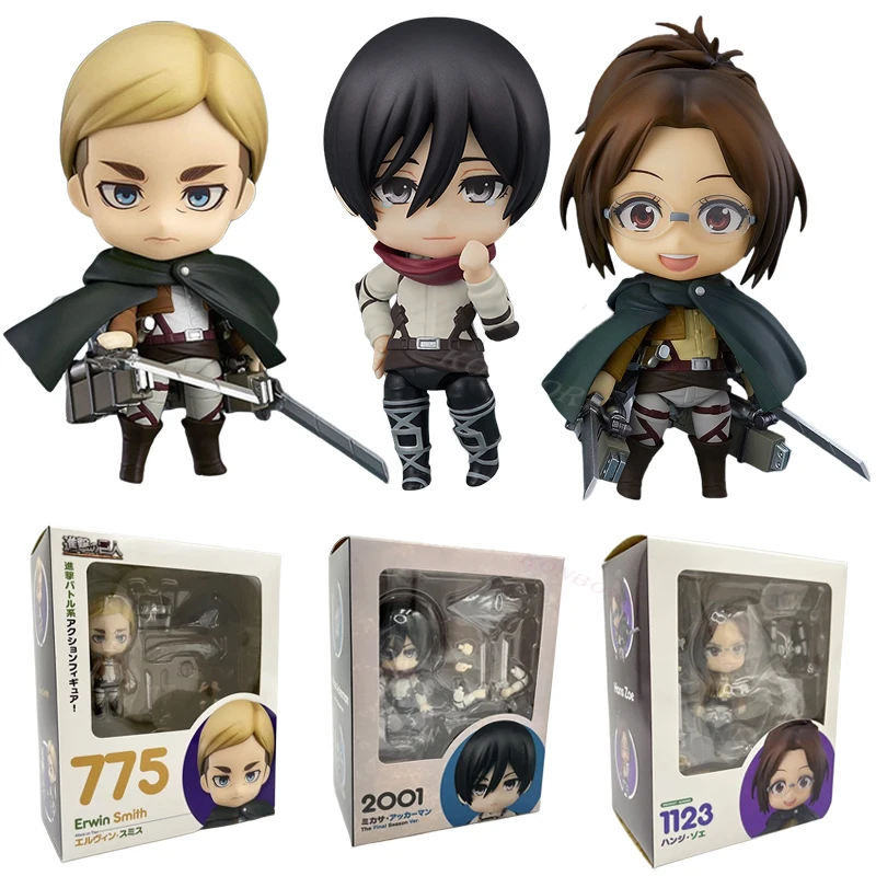 #2001 Attack On Titan Mikasa Ackerman Anime Figure Hange Zoe Shingeki No Kyojin Action Figure Erwin Smith Figure Model Doll Toys