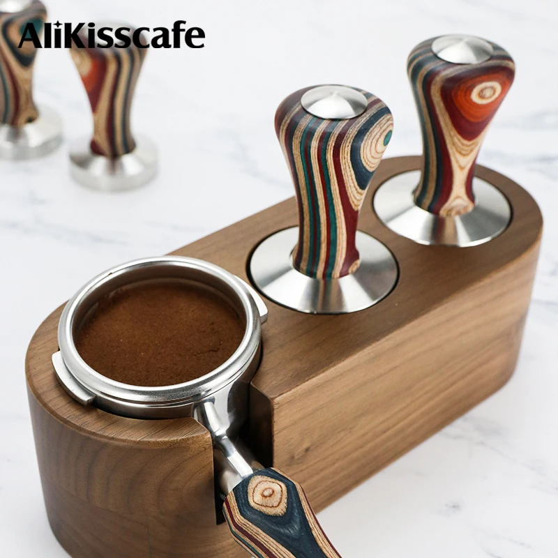 CrossCreek 58mm Espresso Dubbele Tuiten Portafilter met 2 Oor | Past op E61 | Flair/Raket/Sanremo/Expobar etc. | Roestvrijstalen mand en massief houten handvat | Espresso accessoires