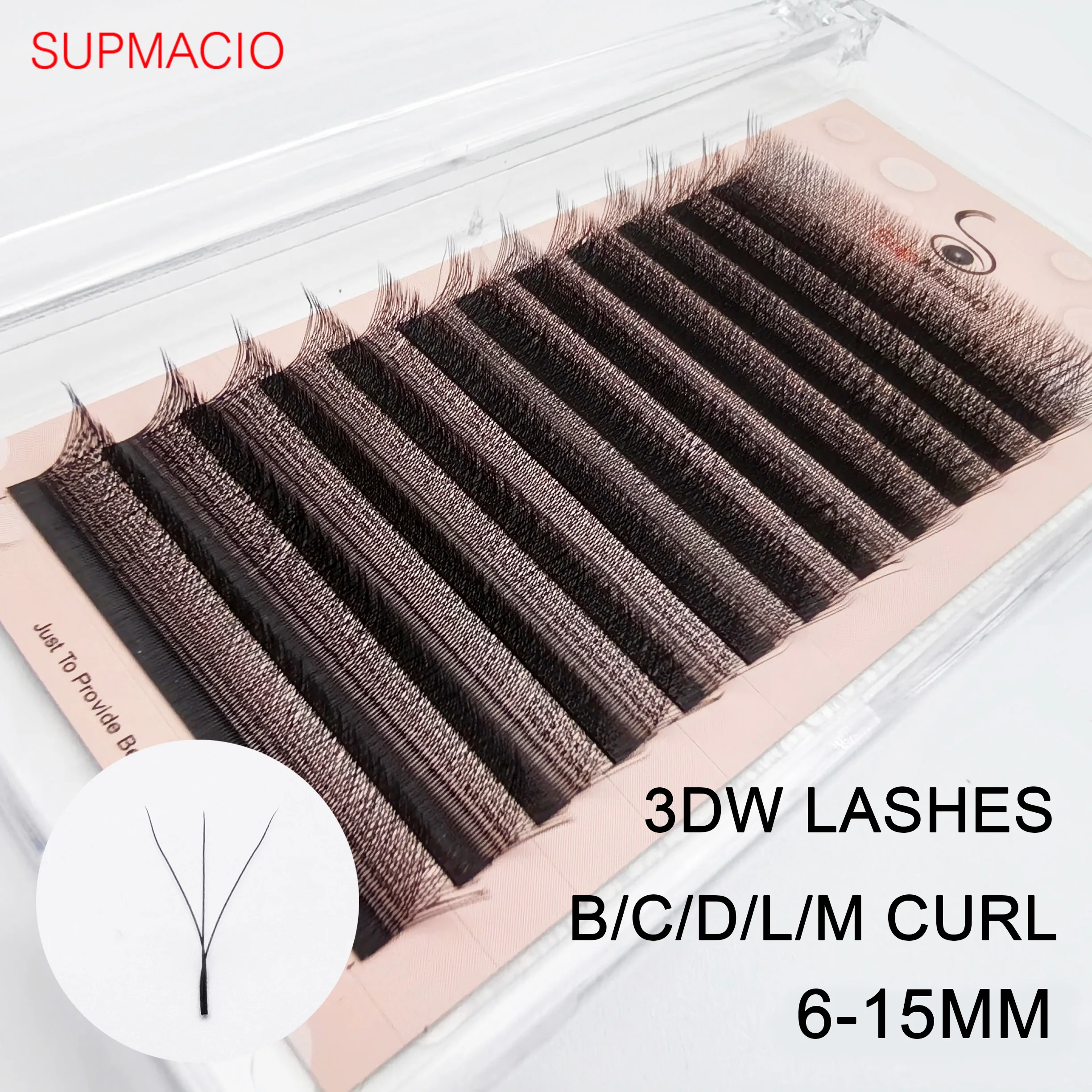 Supmacio lash extension 3d clover w eyelashes 7mm soft C/D/L curl 7-13 mix ready-made bundles cilios 3d w shape lashes 7mm
