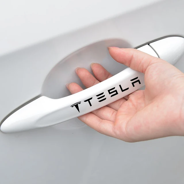4Pcs Car Door Handle Stickers Tire Rear View Mirror Decals For Tesla Model 3 Model X S 2016-2020 Decals TM3 TMX Decal 5
