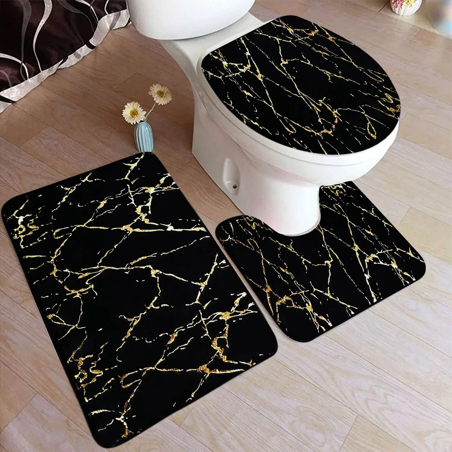 Abstract Marble Bath Mat Set 1