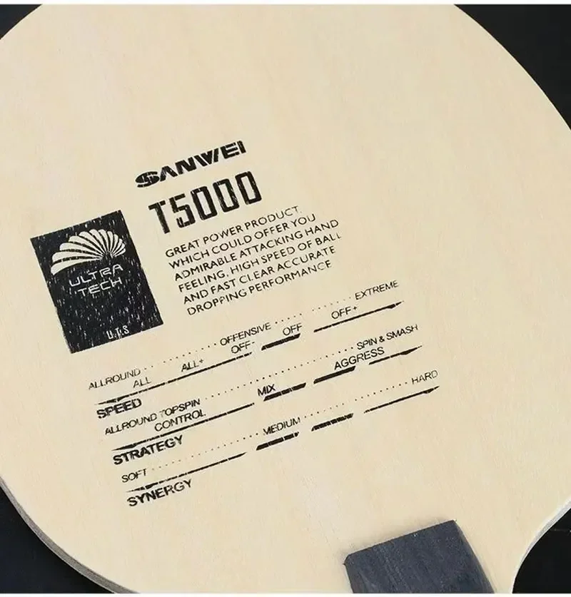 Description Picture 3 of itemSANWEI T5000 Table Tennis Blade 5 Wood 2 Carbon Entry Intermediate Ping Pong Blade for Loop Drive with Fast Attack