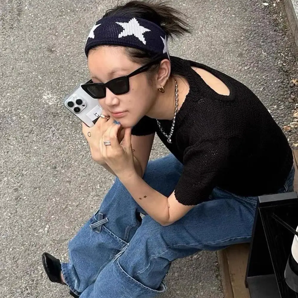 1PC Outerdoor Hair Band Korean Stars Head Wraps Absorb Sweat Elastic Hair Bands Hair Accessories Star Pattern Running Headband