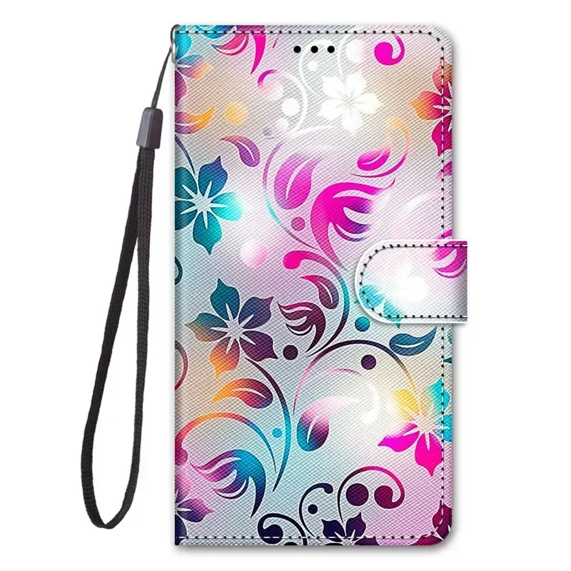 Cat Animal Painted Wallet Book Stand Phone Case