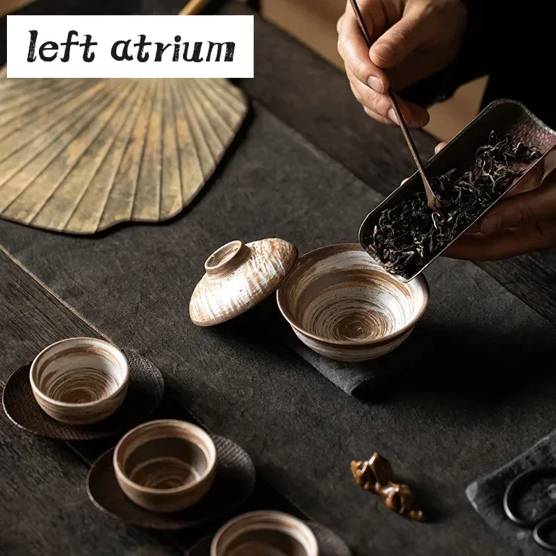 Stoneware Two Only Tureen Japanese Retro Ceramic Tea Bowl Household Kung Fu Tea Set Ceremony Bowl Single Gaiwan